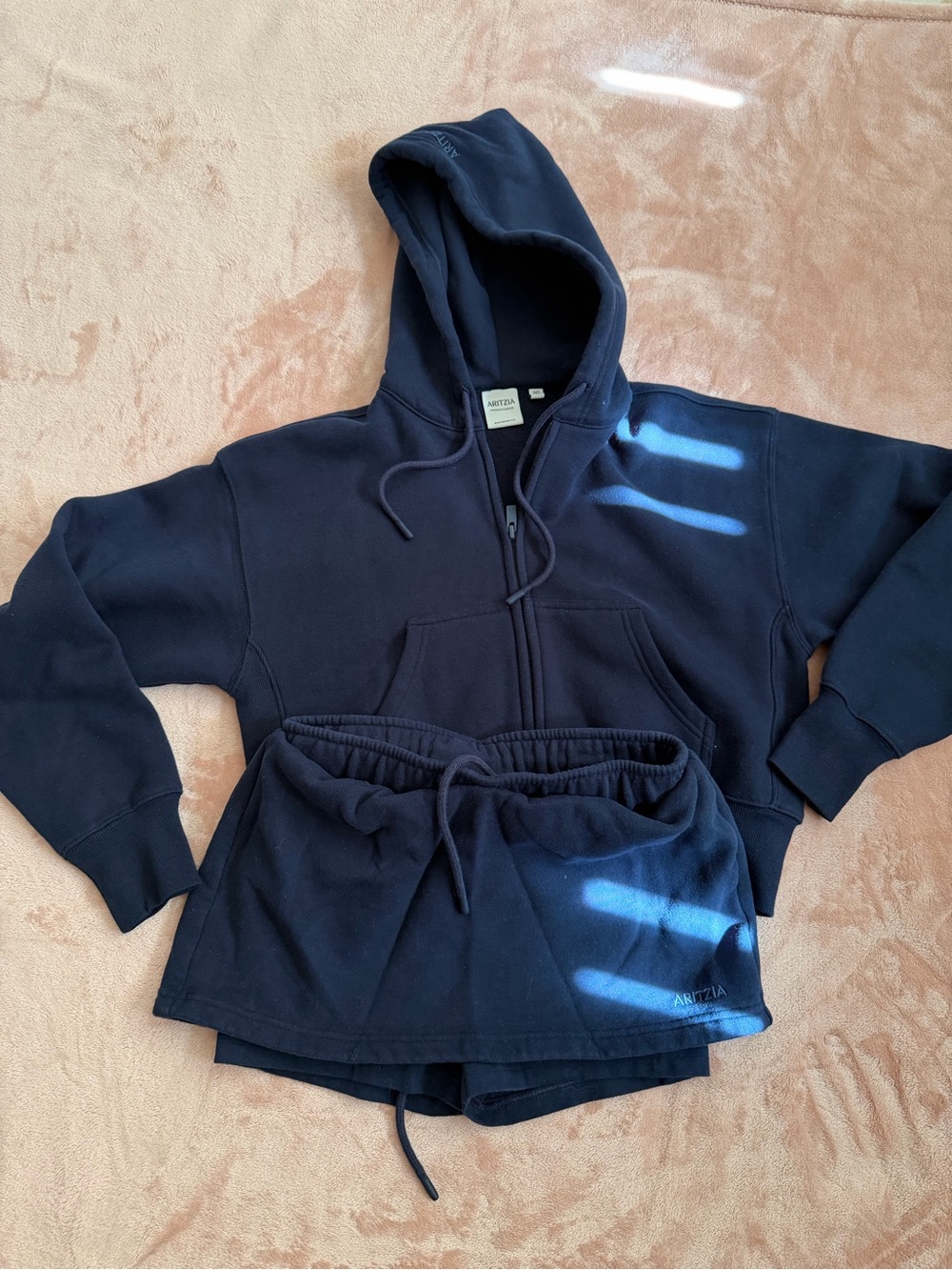 Kids navy zip-up hooded sweatshirt